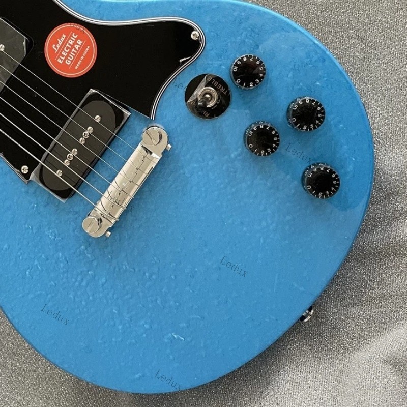 Junior Solid Electric Guitar Nacreous Paint P-90 Pickup Stainless Fret Blue