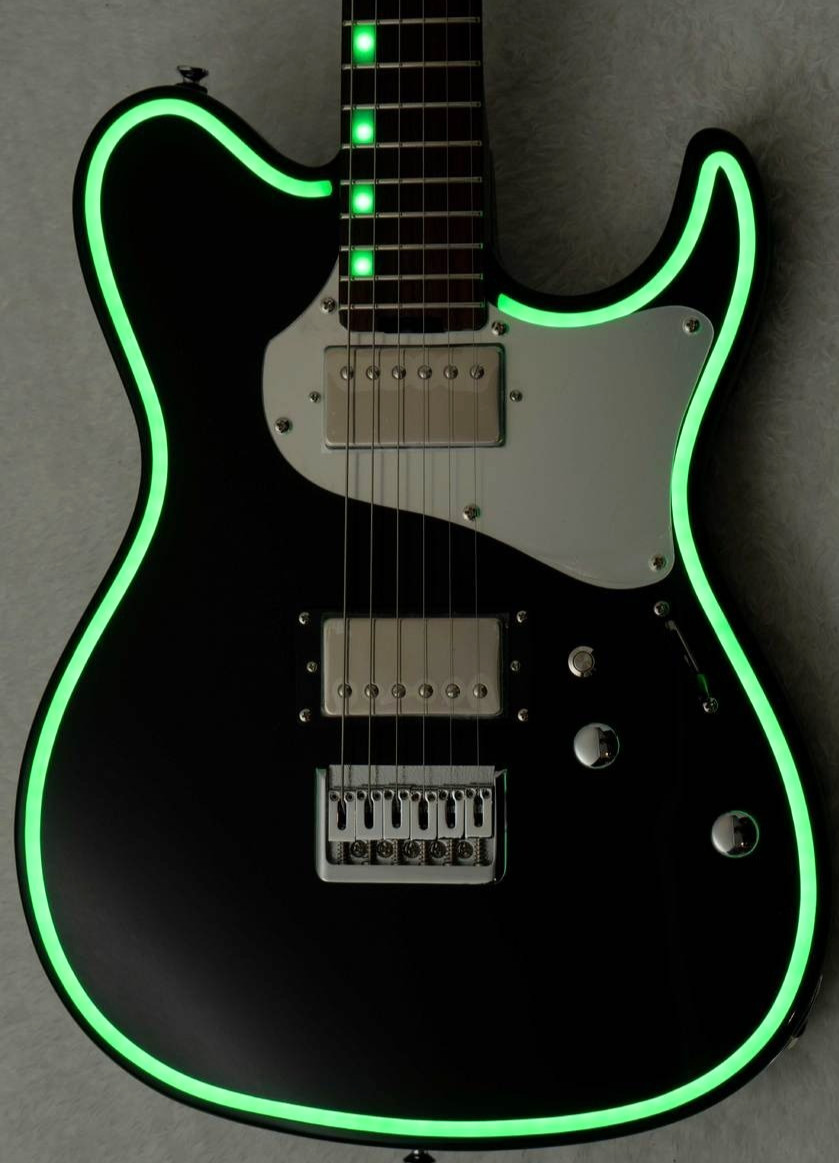 GrassRoots G-THROBBER-Neon Black Green Neon Electric Guitar From Japan