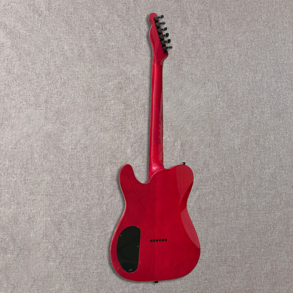 6string Red Quilted Maple Top TL Style Electric Guitar Black Hardware Solid Body