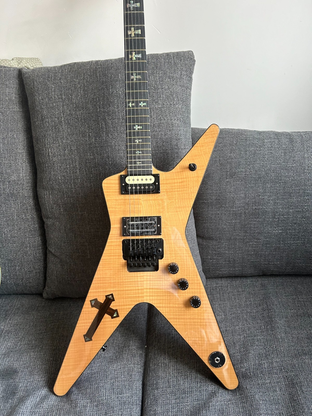 D3 Southern Cross Electric Guitar Flame Maple Veneer Natural Wood 6 Strings