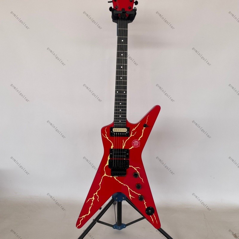 solid Dimebag electric guitar red Lightning tremolo bridge Rounded fret Edge