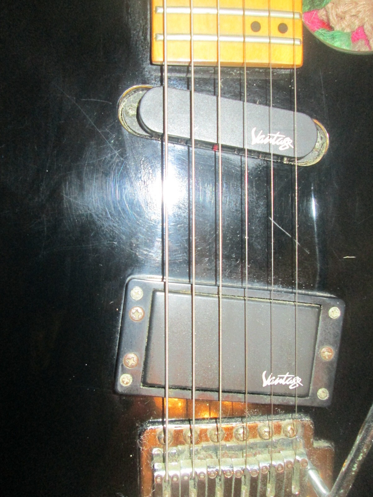 Vantage vintage 111T electric black guitar Works Well