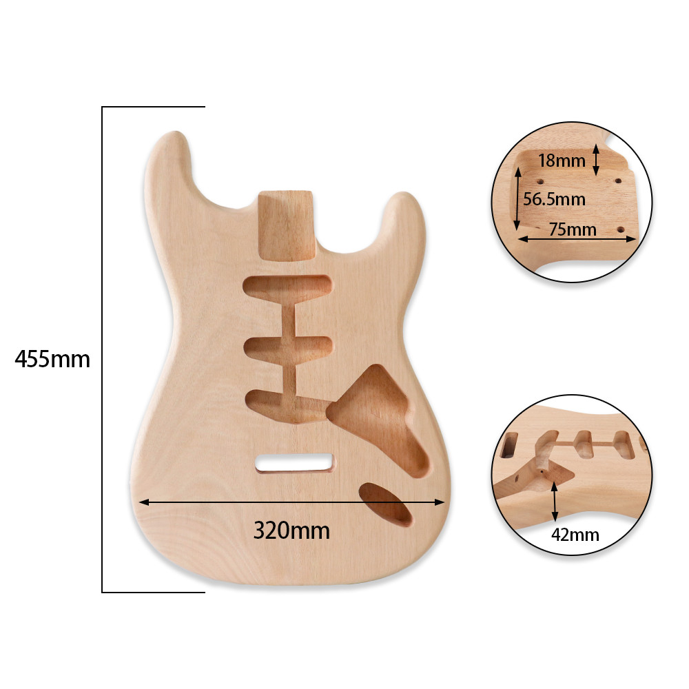 Electric st guitar body only solid mahogany wood standard 2 pieces wood
