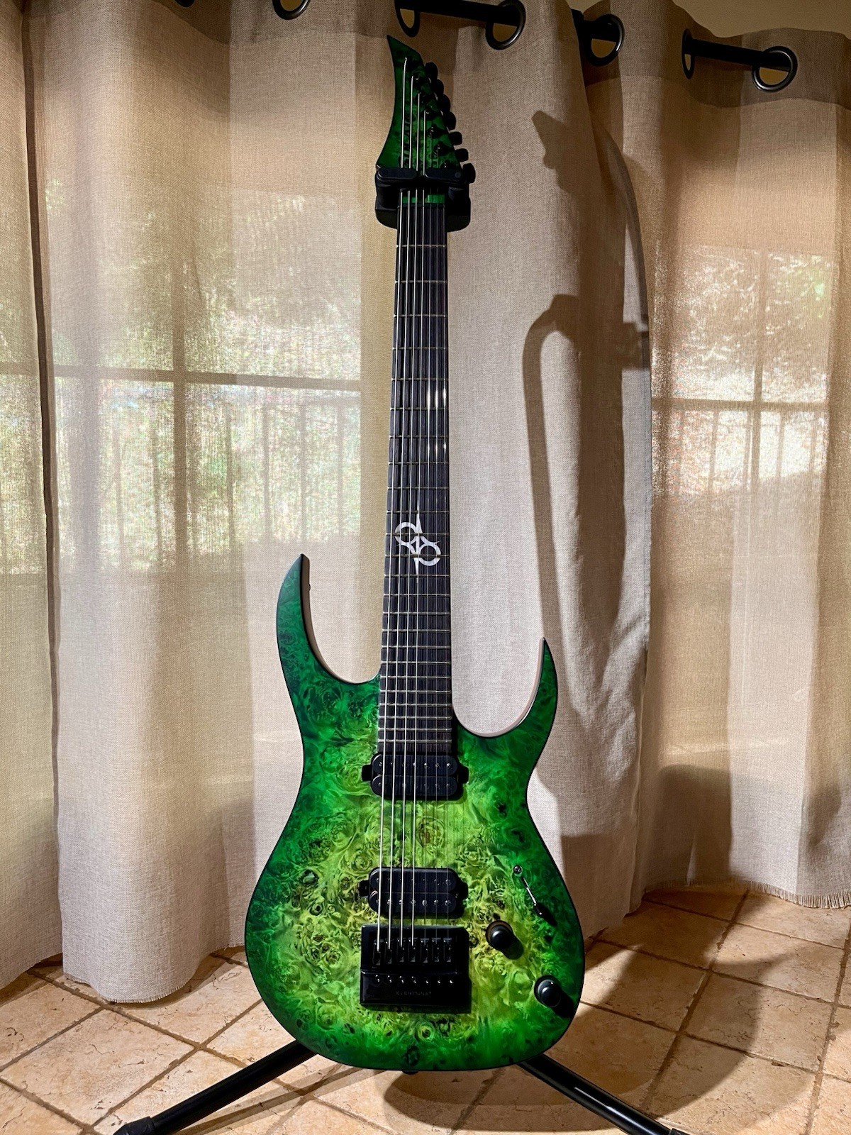 Solar S1.7LB – Lime Burst Matte Electric Guitar – 7 String – Evertune – W/ Case