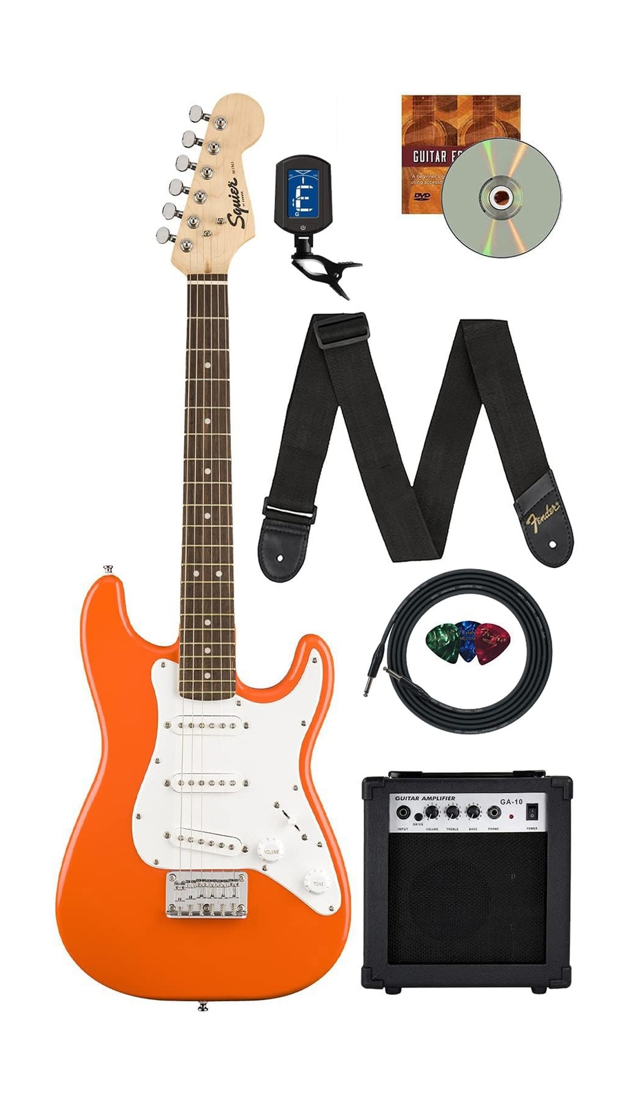 Fender Squier 3/4 Size Kids Mini Strat Electric Guitar Learn-to-Play Bundle w…