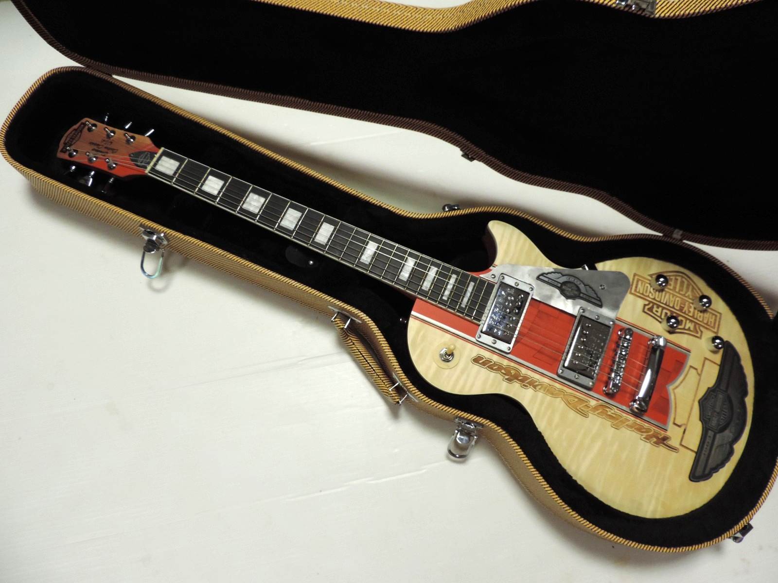 DDCC USA LES PAUL HARLEY DAVIDSON 100 ANNIVERSARY ENGRAVED CUSTOM GUITAR W CASE