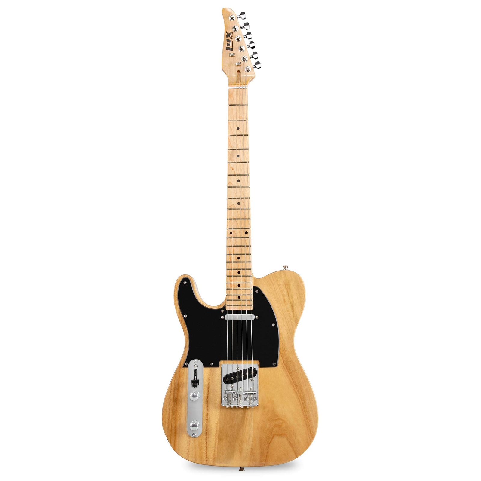 LyxPro 39″ Left Handed Telecaster Style Electric Guitar, Paulownia Body, Natural