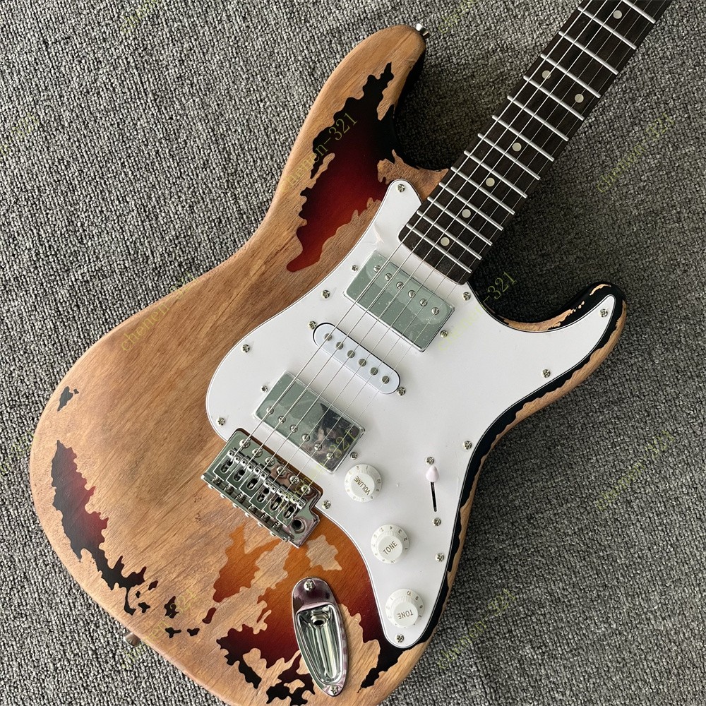 Solid Electric Guitar Adge Stainless Rounded Fret Edge Unbranded 3-Tone Bust