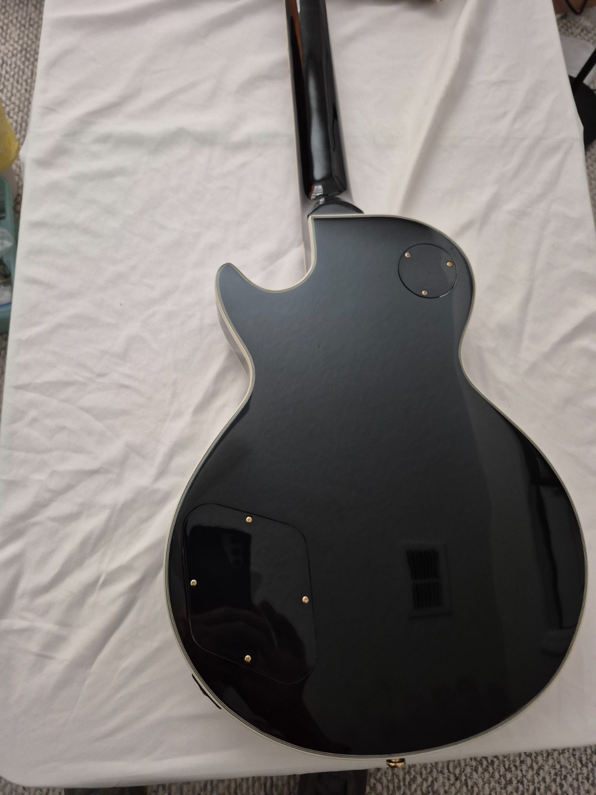 Vicers L/P Black Beauty Guitar Upgraded ProBuckers Coil Split Pots Orange Drops