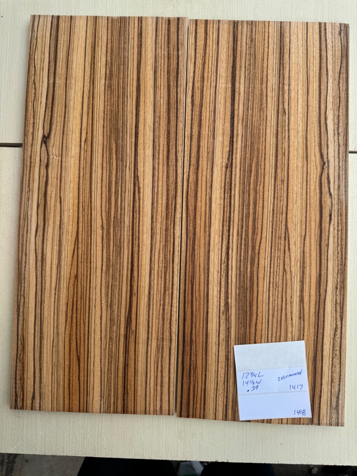GUITAR TOP LUTHIER WOOD ZEBRAWOOD 17.75X14.5X.39 #1417