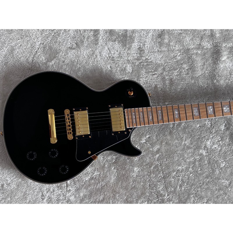 Electric Guitar LP Black Color Maple Fingerboard White Pearl Block Inlay ABR-1