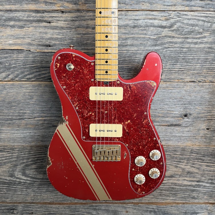 Friedman Vintage T Aged Guitar – Candy Apple Red w/Gold Stripe (Medium Aging)