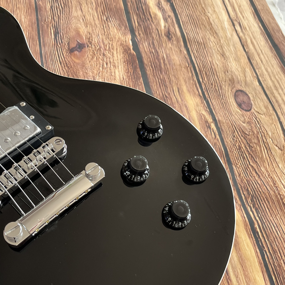 6 strings Black electric guitar Stainless Frets chrome hardware free shipping