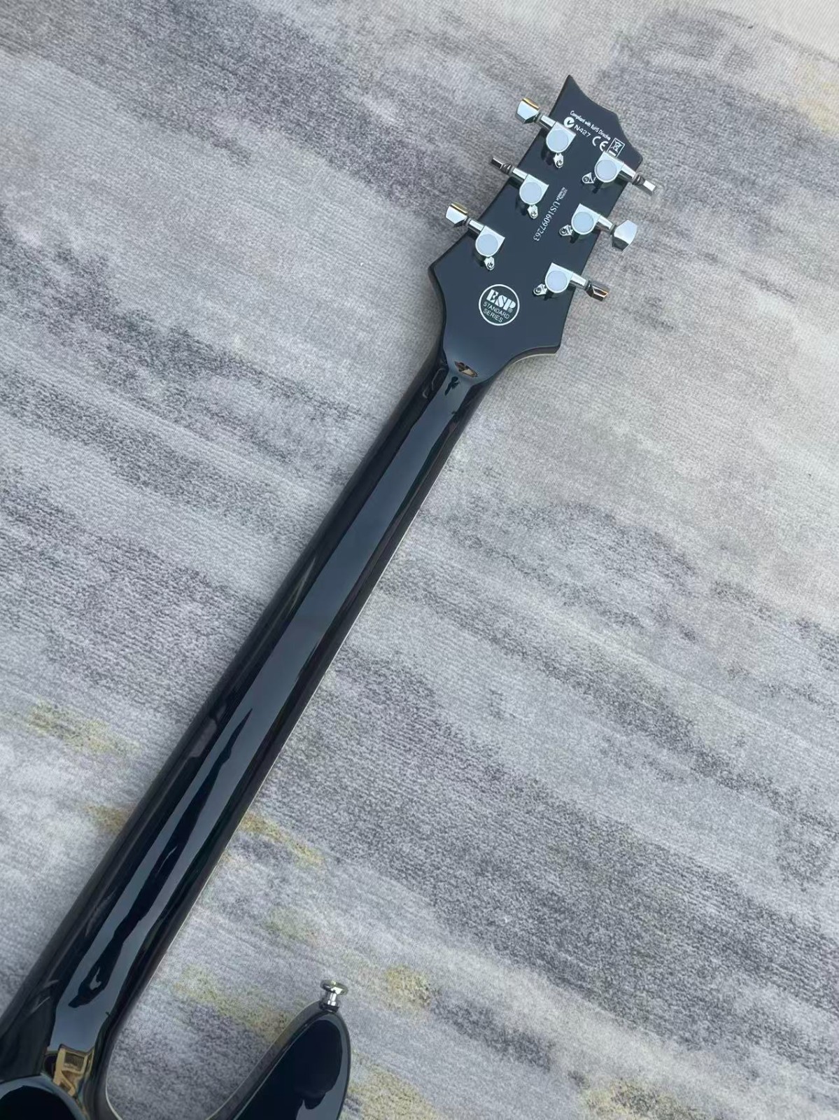 Ultra-Thin Black ESP Black Asymmetrical Electric Guitar HH PICKUP 24 tone