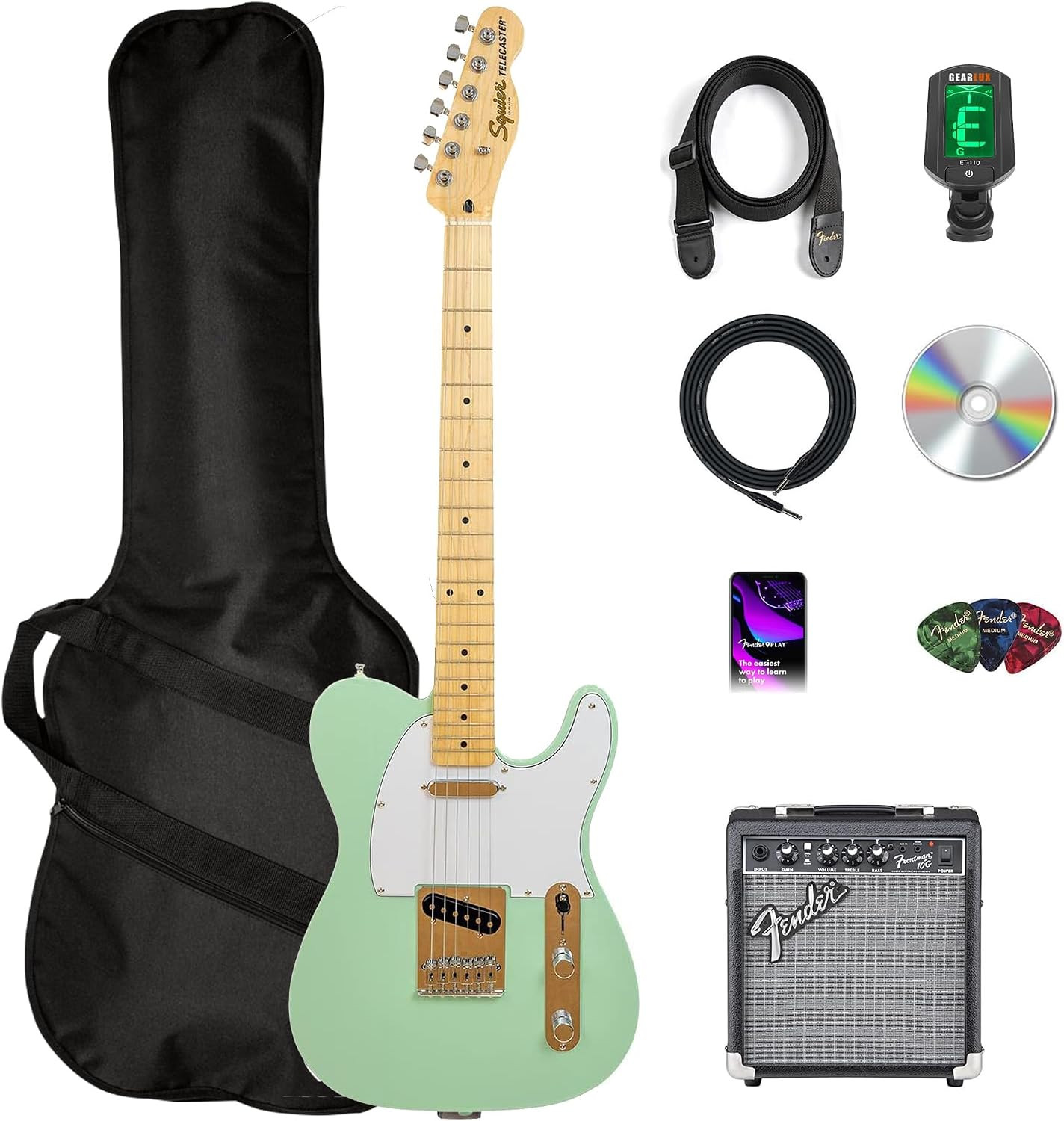 Fender Squier Affinity Telecaster Surf Green Bundle with Frontman 10G Amp