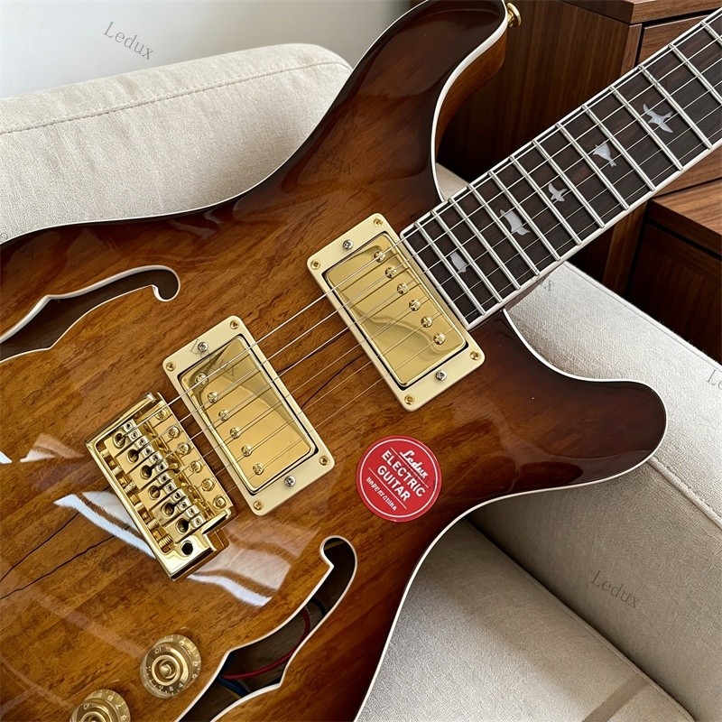 Ledux SE Custom 24 Semi-hollow Electric Guitar Spalted Top Vintage Sunburst US