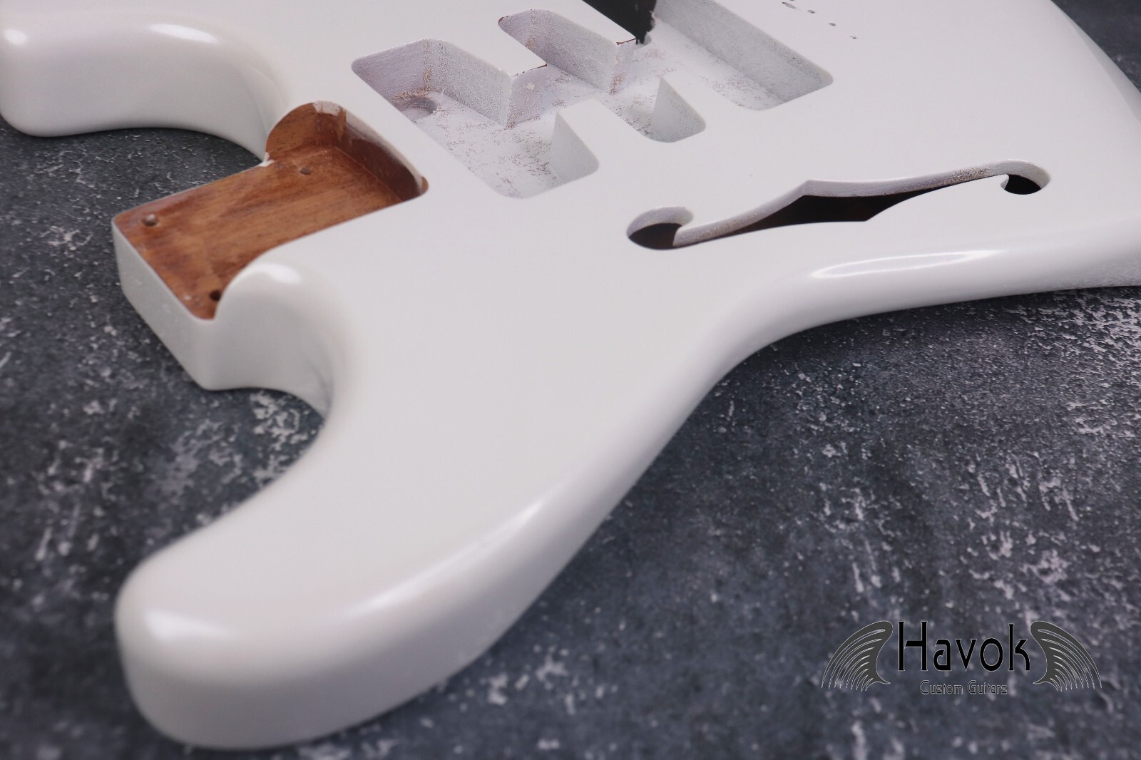 Hard Tail F-hole Metallic White Mahogany body, Custom S-Style Body, Vintage ST G