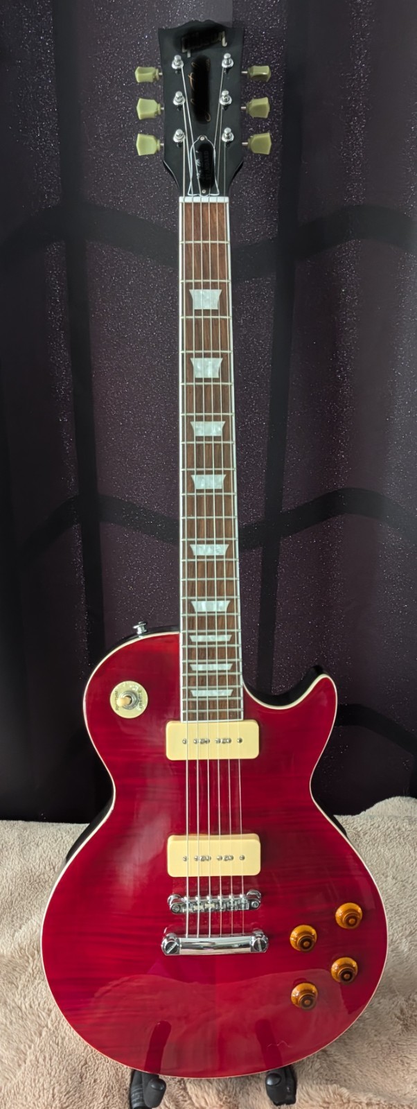 LP Red Maple Flame Top P90 Pickups Electric Guitar