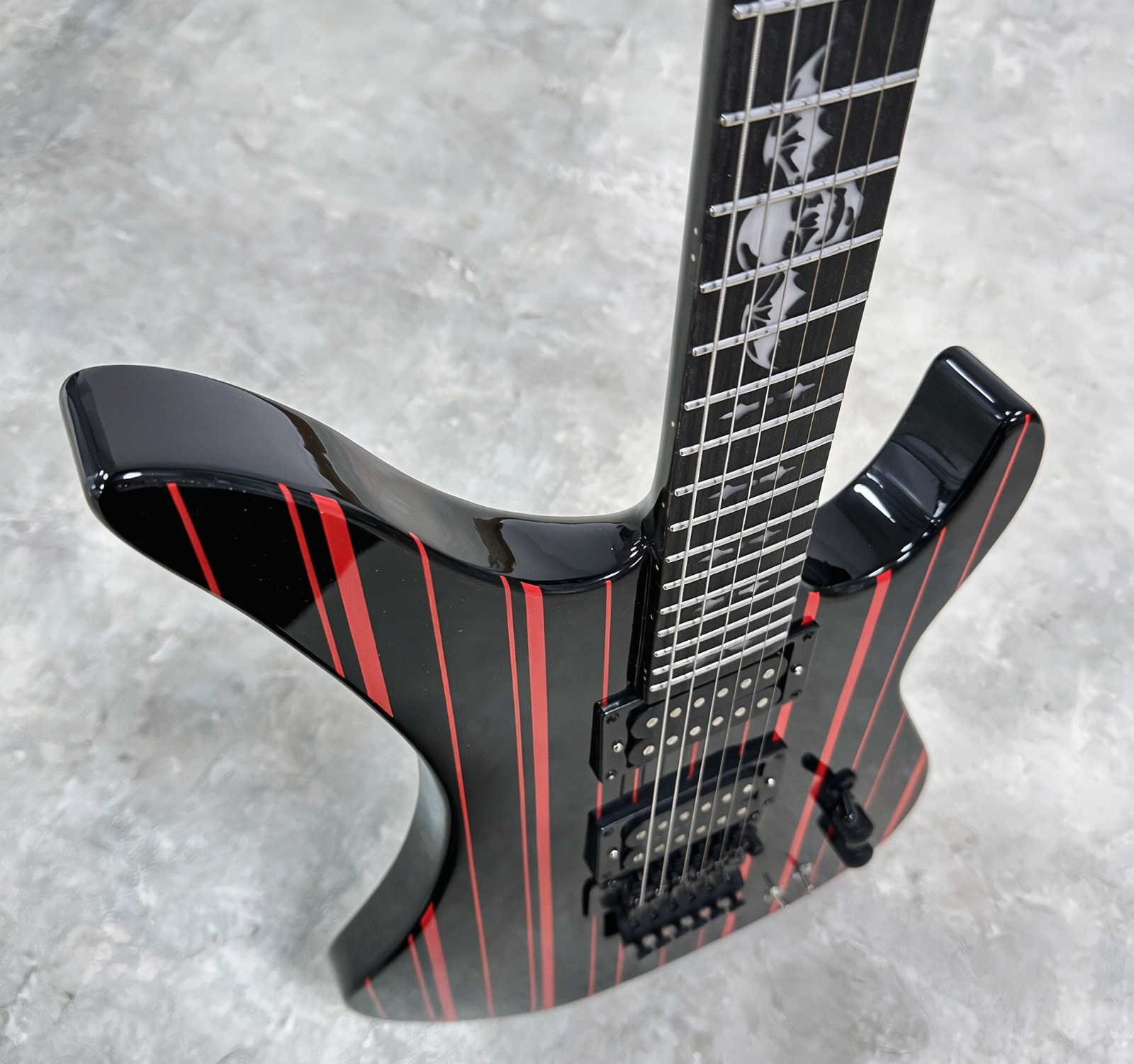 Black Red Striped Synyster Gates Style Electric Guitar HH Pickups Floyd Rose