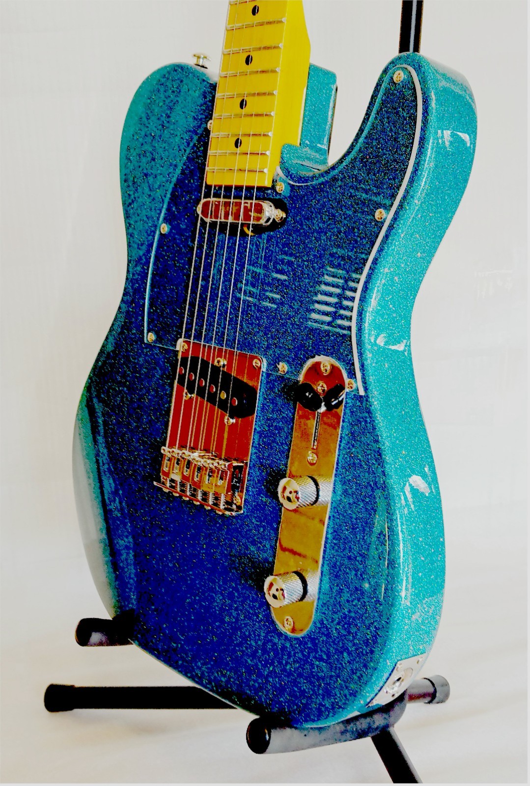 Leo Jaymz Elite Series “Popcaster” Electric Guitar – Sparkle Cyan Blue