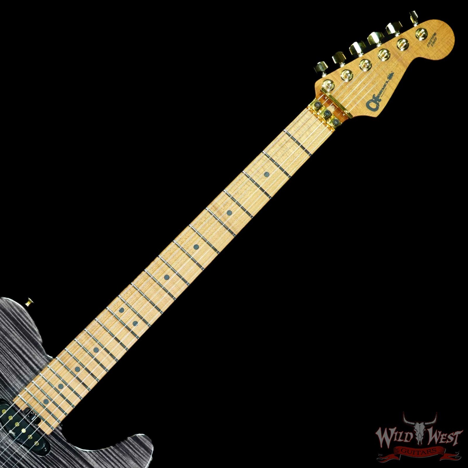 Charvel Custom Shop LTD Style 2 HS Floyd Rose Flame Maple top Trans Black 8.35
