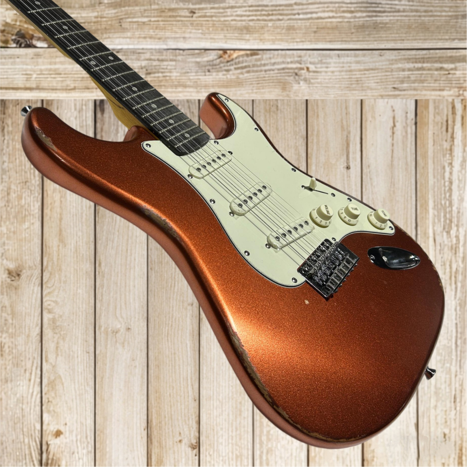 Aged ST Electric Guitar Metallic Orange Color Alder Body Rosewood Fretboard