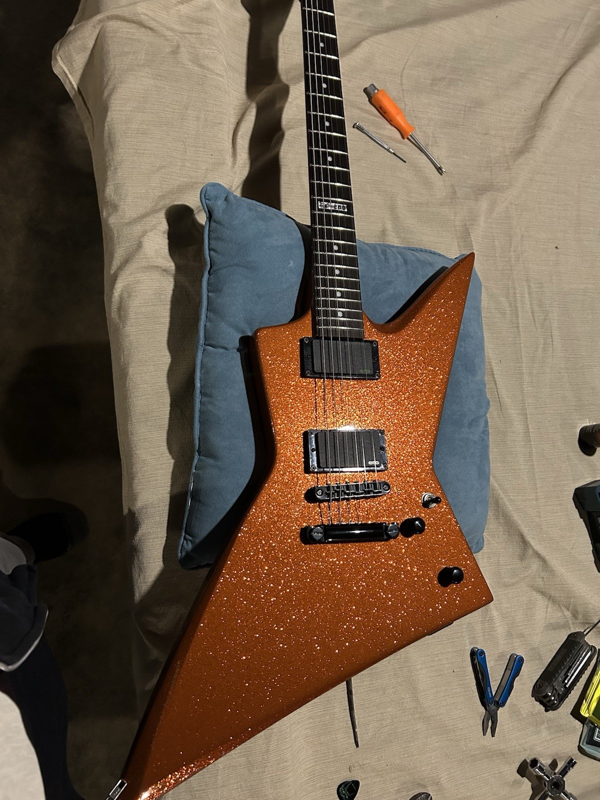 ESP LTD Explorer Orange Sparkle Solid Agathis Body 6-String RH Guitar