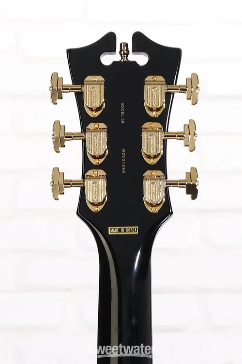 D’Angelico Excel 59 Hollowbody Electric Guitar – Solid Black with Stairstep