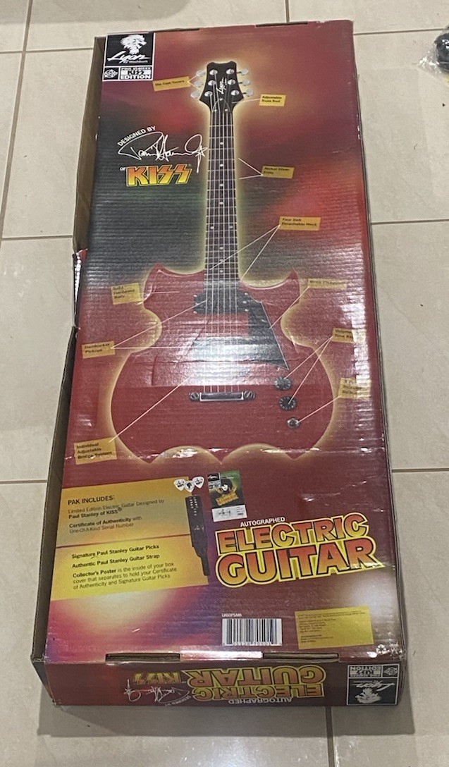 Paul Stanley Hand Signed Red Kiss Electric Guitar Lyon By Washburn Picks 2007