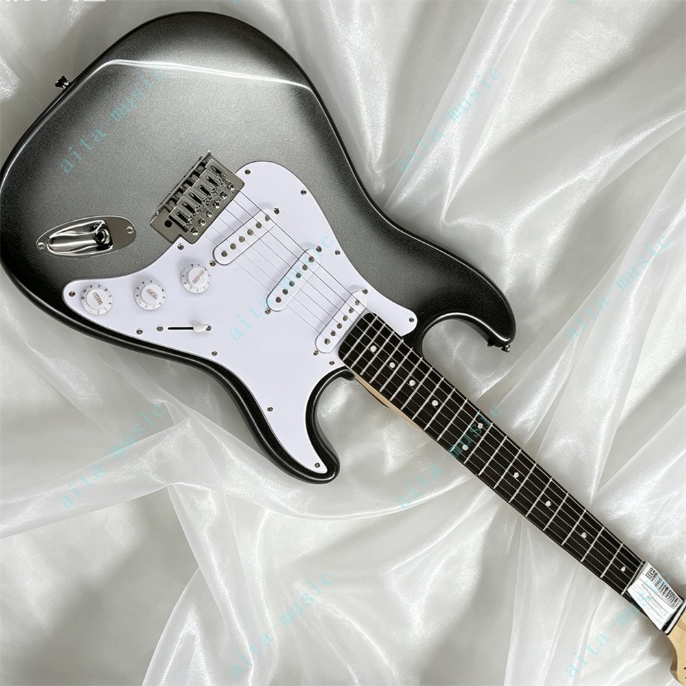 Solid Electric Guitar Stainless Fret SSS Pickups Tremolo Bridge Silvery Burst