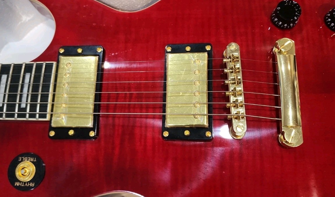 Leo Jaymz Single Cut Deluxe Full Size Electric Guitar Red/Gold (Ready To Ship)