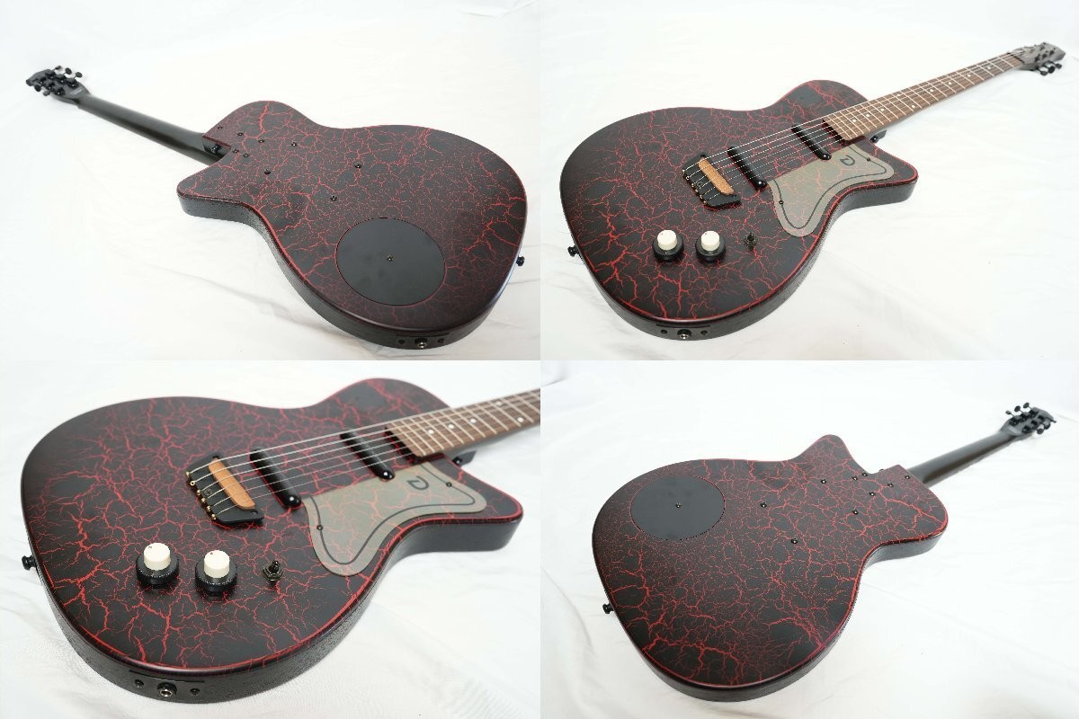 Electric Guitar Danelectro Matte Black & Red Crackle Rare Color SN 01659x