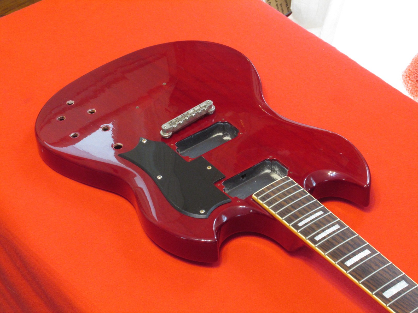 2020s Guild S-100 Polara Guitar Body Neck – See-Through Cherry Red