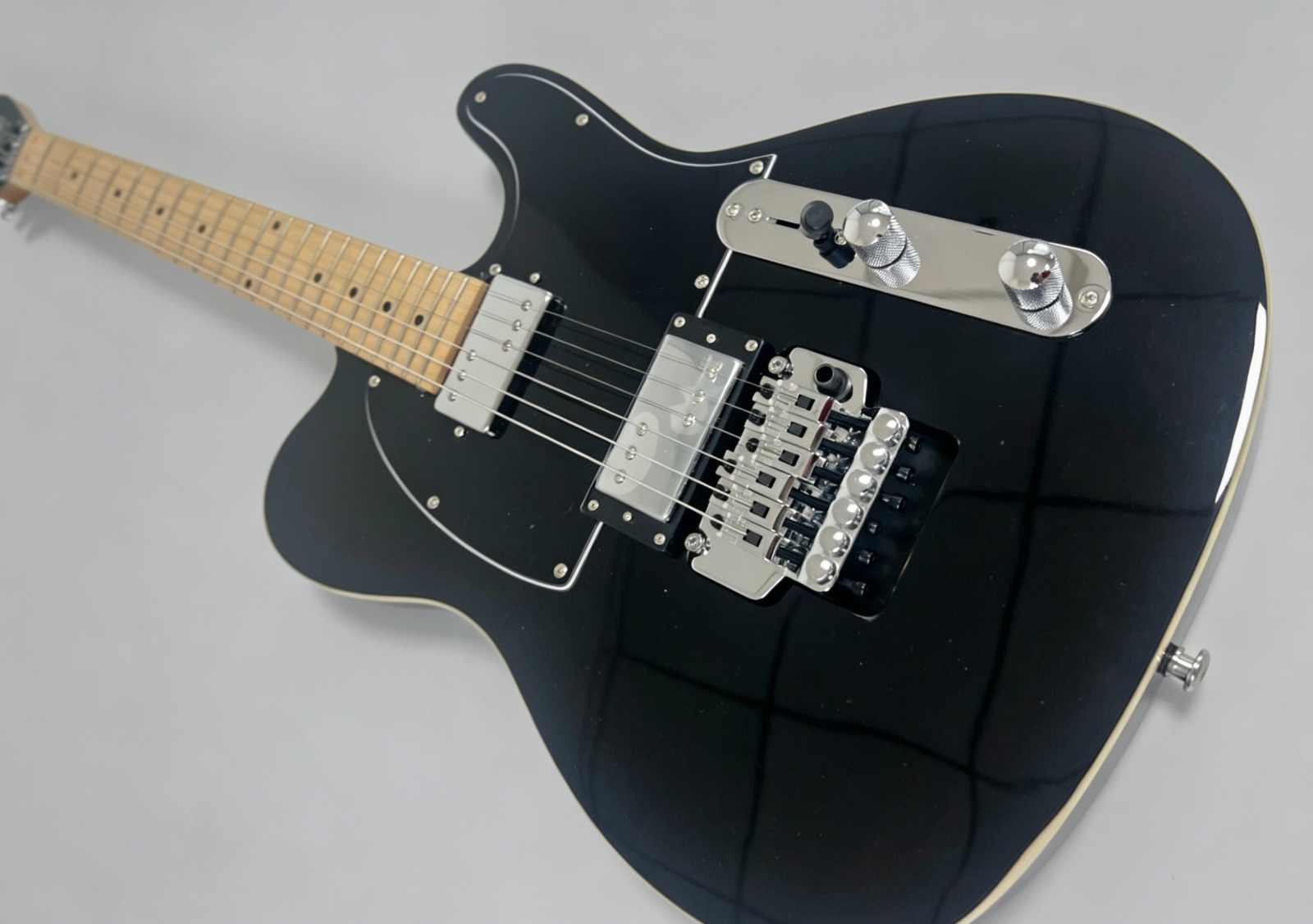 US STOCK gloss Black TL Style Guitar Floyd Rose Tremolo Maple Neck Fast Ship