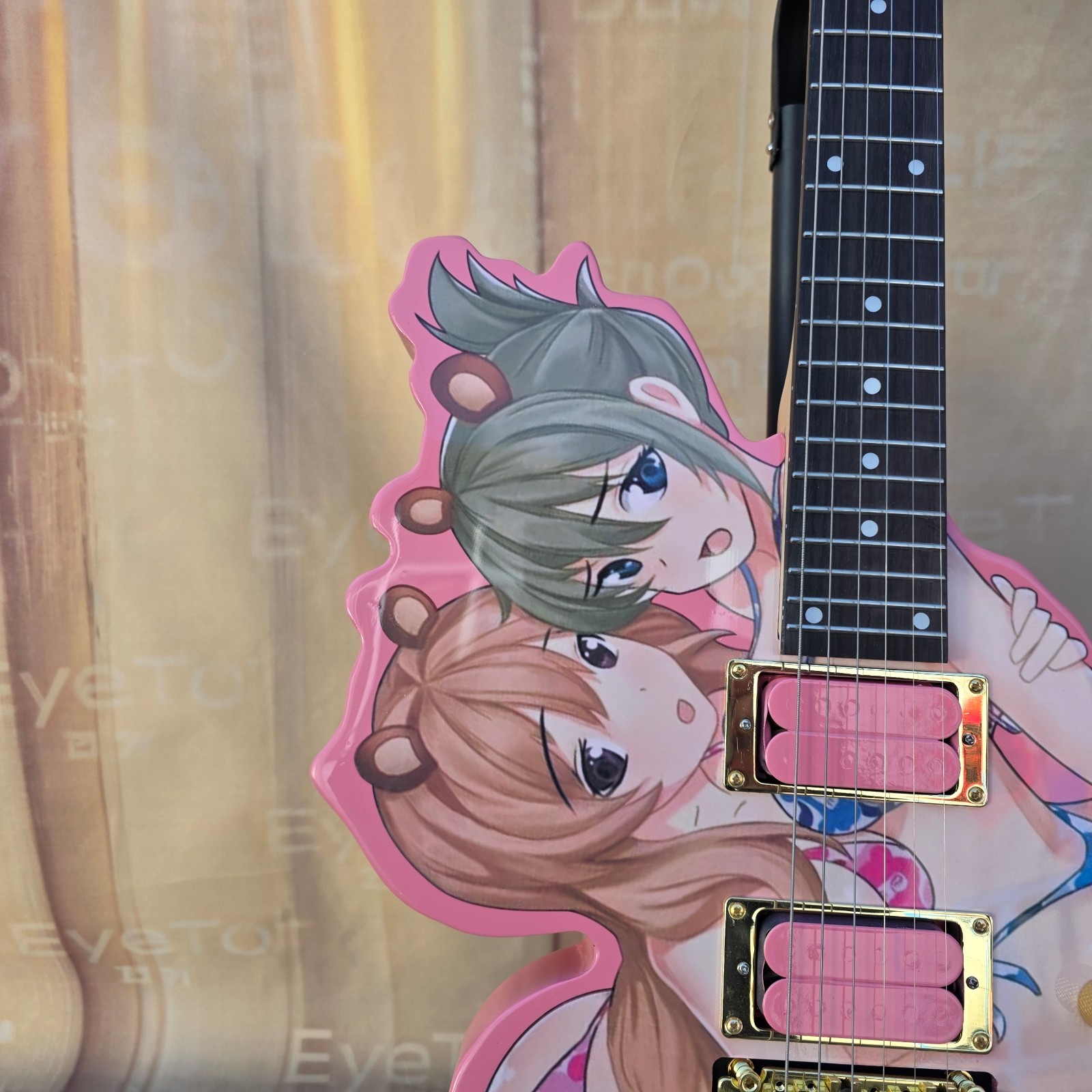 Hot Pick Pink Anime Custom Electric Guitar Unique Human Figure Shape 24frets