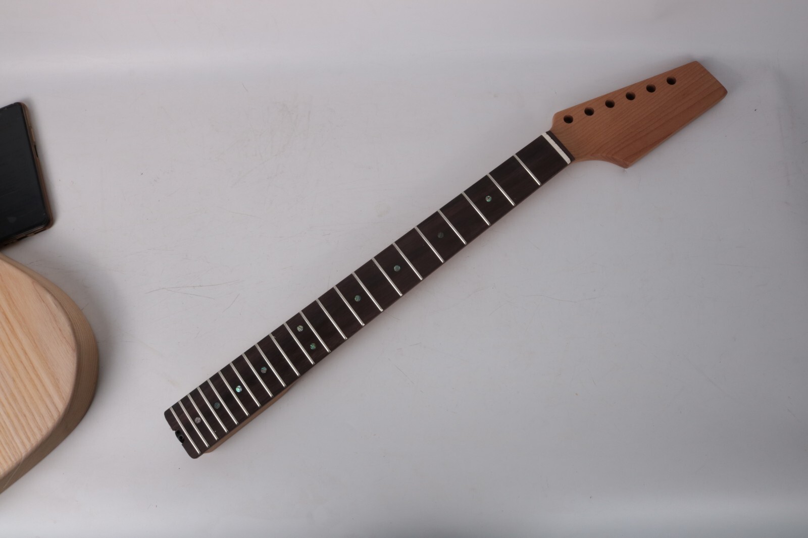 Single f hole ash body paddle head roasted maple neck TL unfinished unfinishekit
