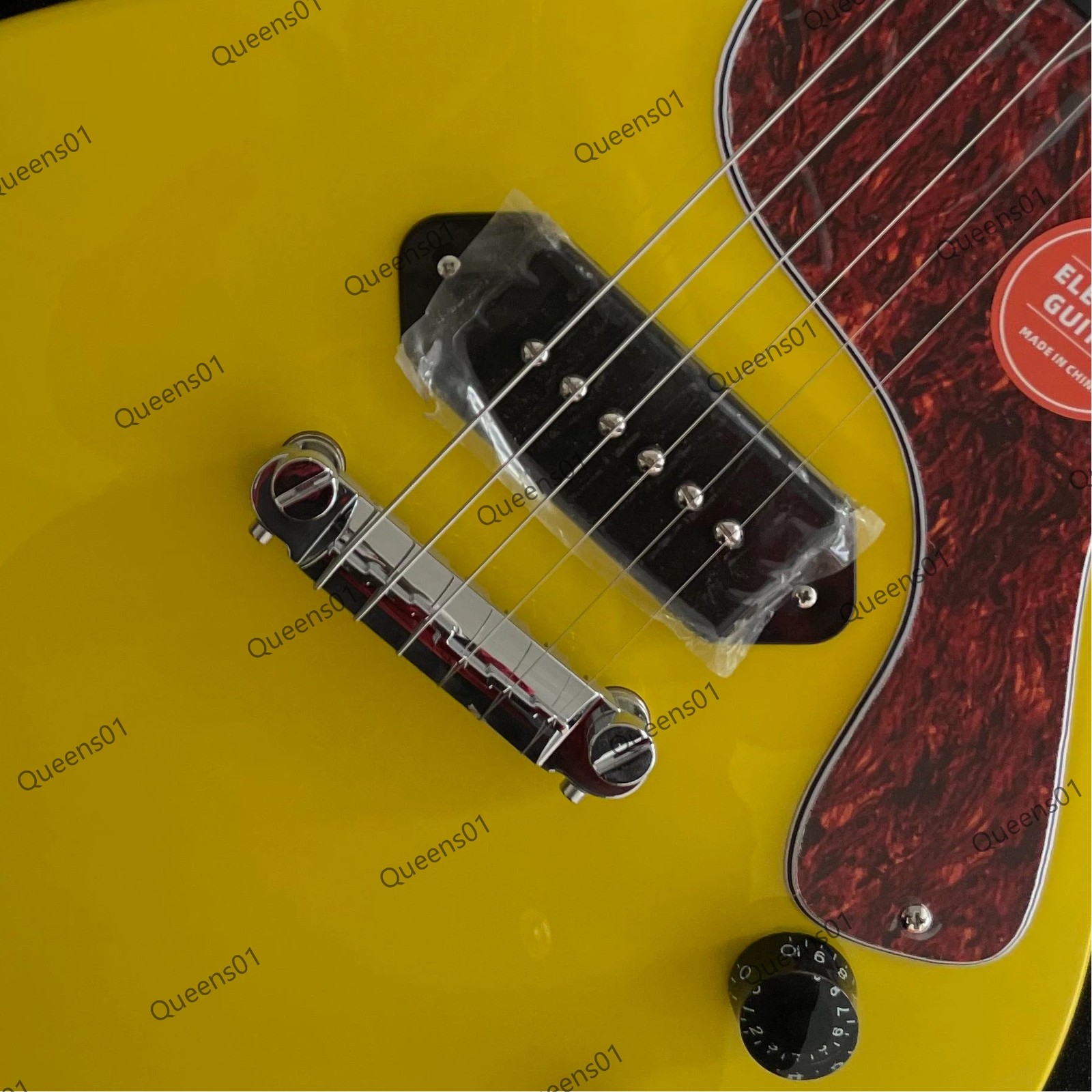 Electric Guitar Stainless Steel Rounded Frets P90 Pickup Solid Body Yellow