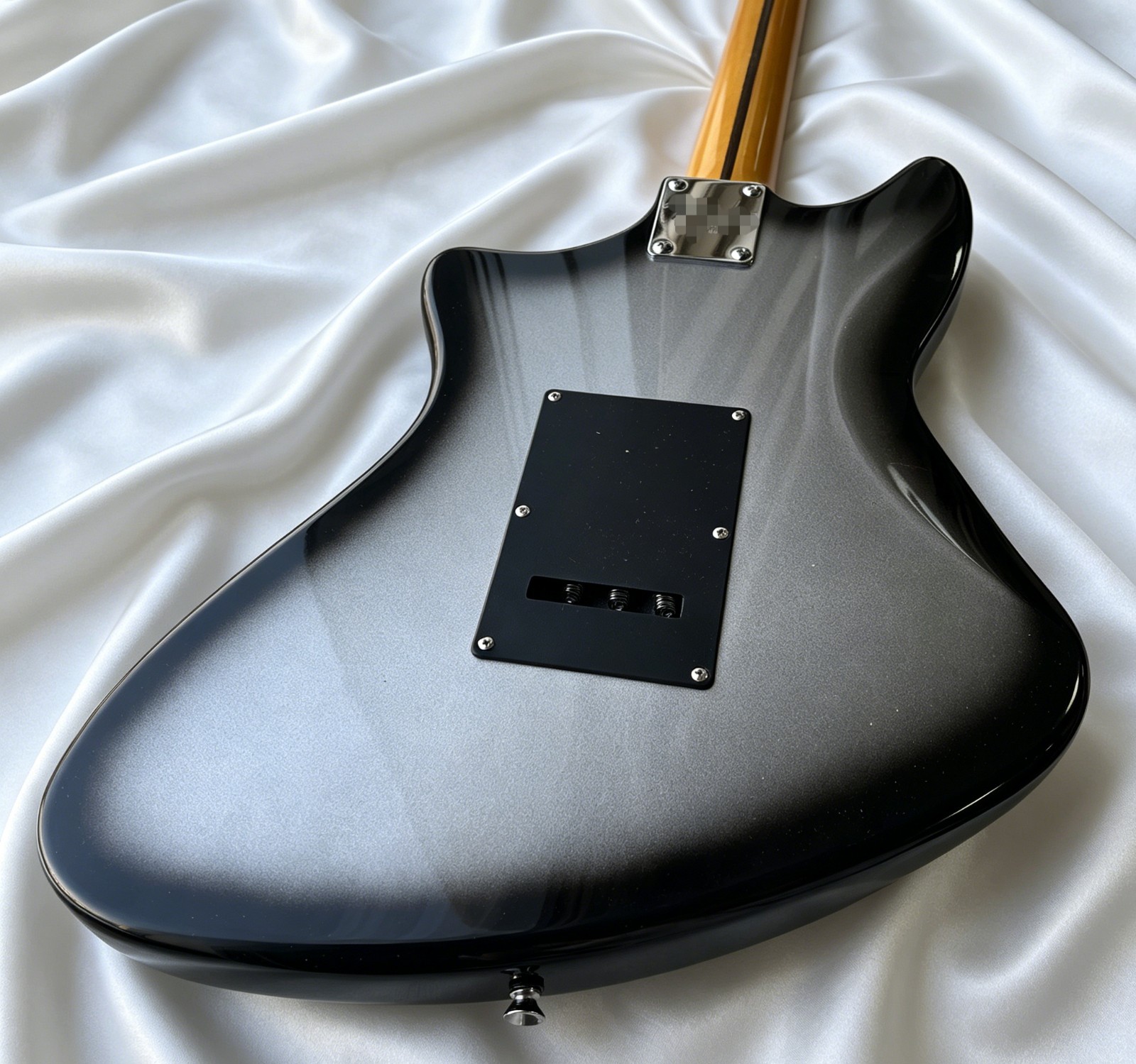 Black Silver Jazz master Style Electric Guitar HH Humbuckers Maple Neck