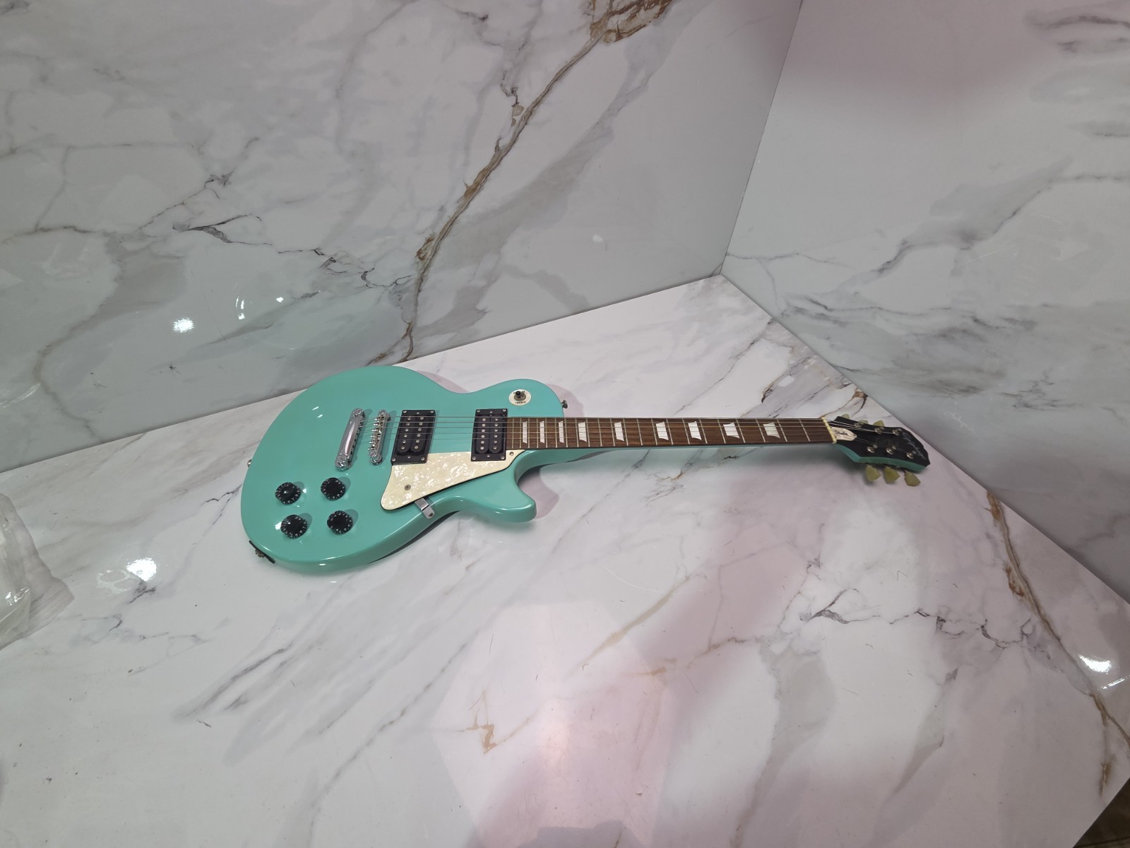 1990s Epiphone Les Paul Studio Turquoise Electric Guitar Vintage