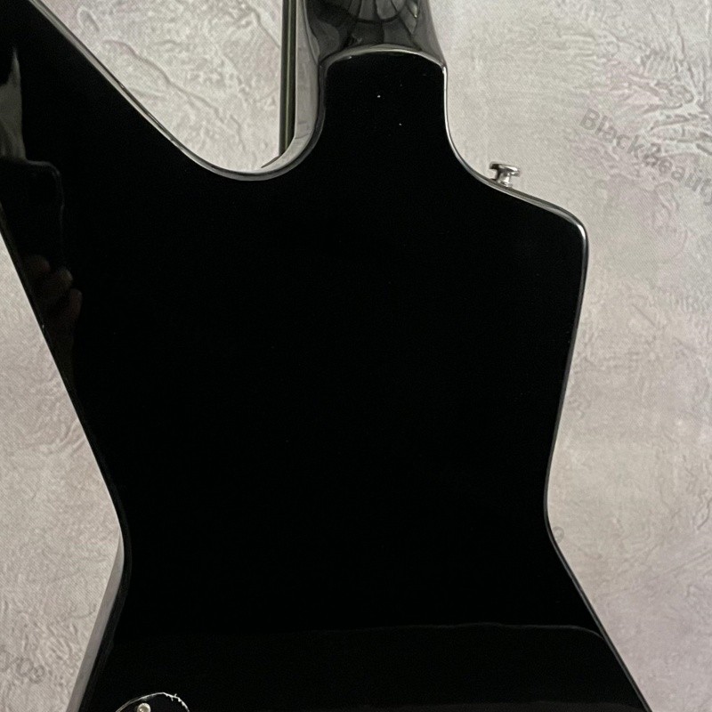 Electric Guitar Ebony Gloss Black Stainless Rounded Fret Edge HH Pickups Fast