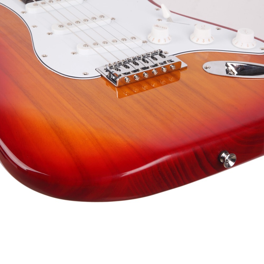 Full-Size 39″ Cherry Sunburst Electric Guitar Package with Gig Bag & Accessories