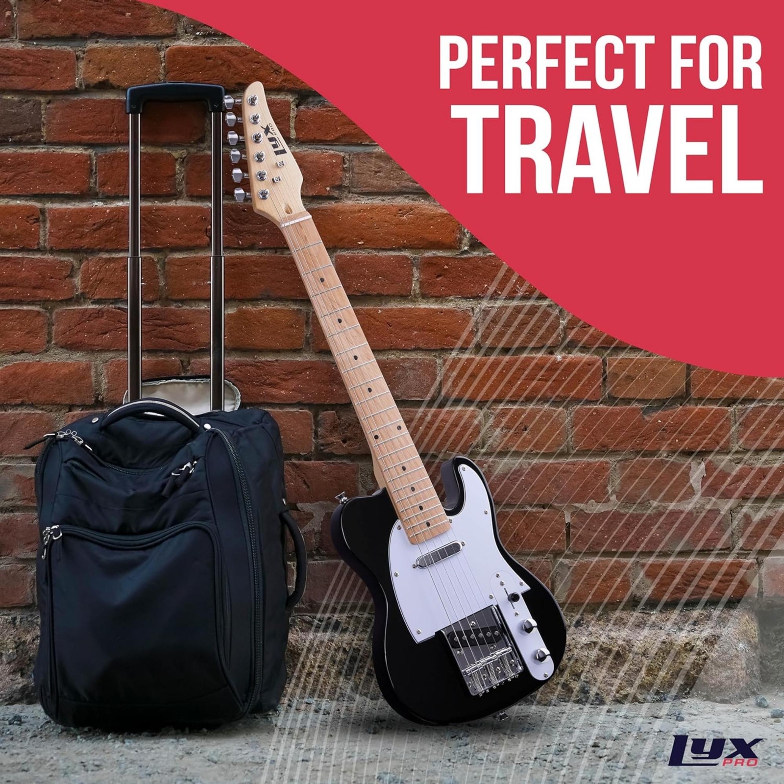 LyxPro Beginner 30″ Telecaster Style Electric Guitar, Paulownia Body, Black