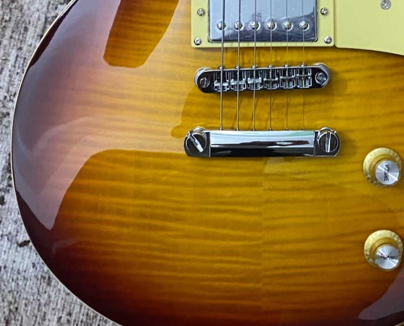 Brown burst Style Electric Guitar Flame maple top HH pickups rosewood fretboard