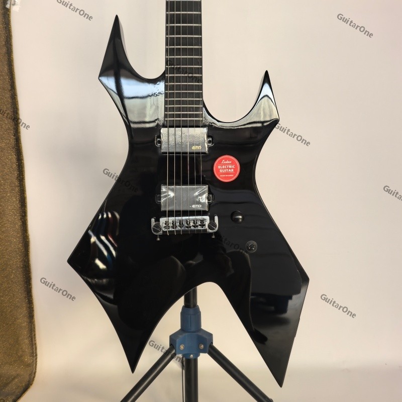 Solid warlock electric guitar Stainless Rounded Fret black H-H Pickups