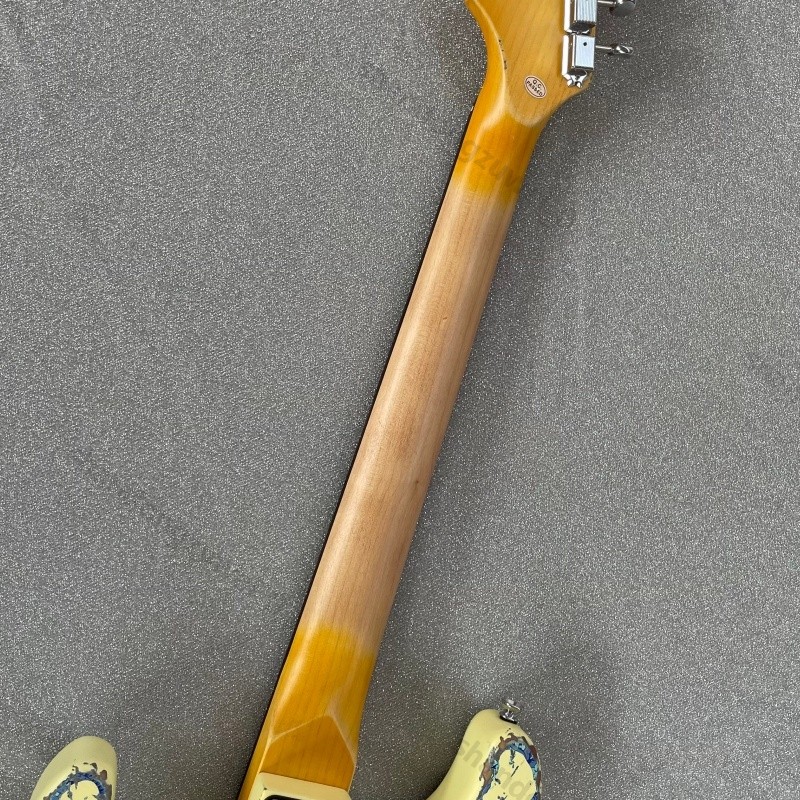 Aged Electric Guitar Bone Nut Stainless Rounded Fret Blue Paisley Free Shipping