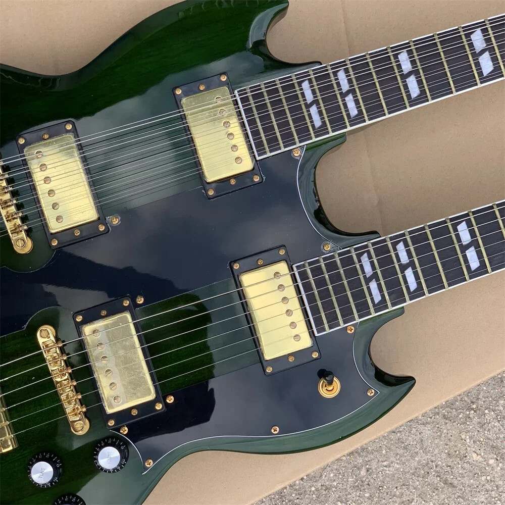 Hot Sale Green Double Neck Electric Guitar 6/12 Strings Guitar High Quality