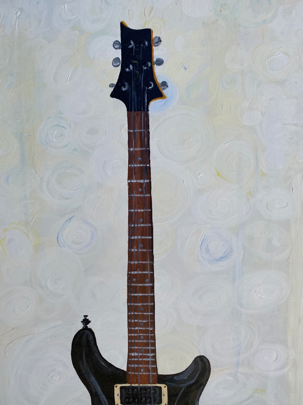 PAUL REED SMITH PRS Custom Black Guitar Painting Large Canvas Handmade Framed