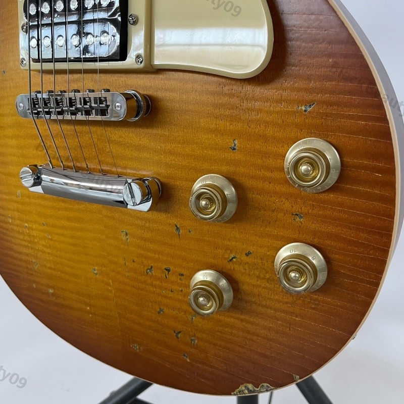 Aged Solid Body Electric Guitar Bone Nut Stainless Rounded Fret Edge Nitro Paint