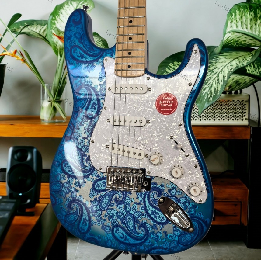 New Product Paisley Blue ST Electric Guitar 3S Pickups Chrome Part Tremolo