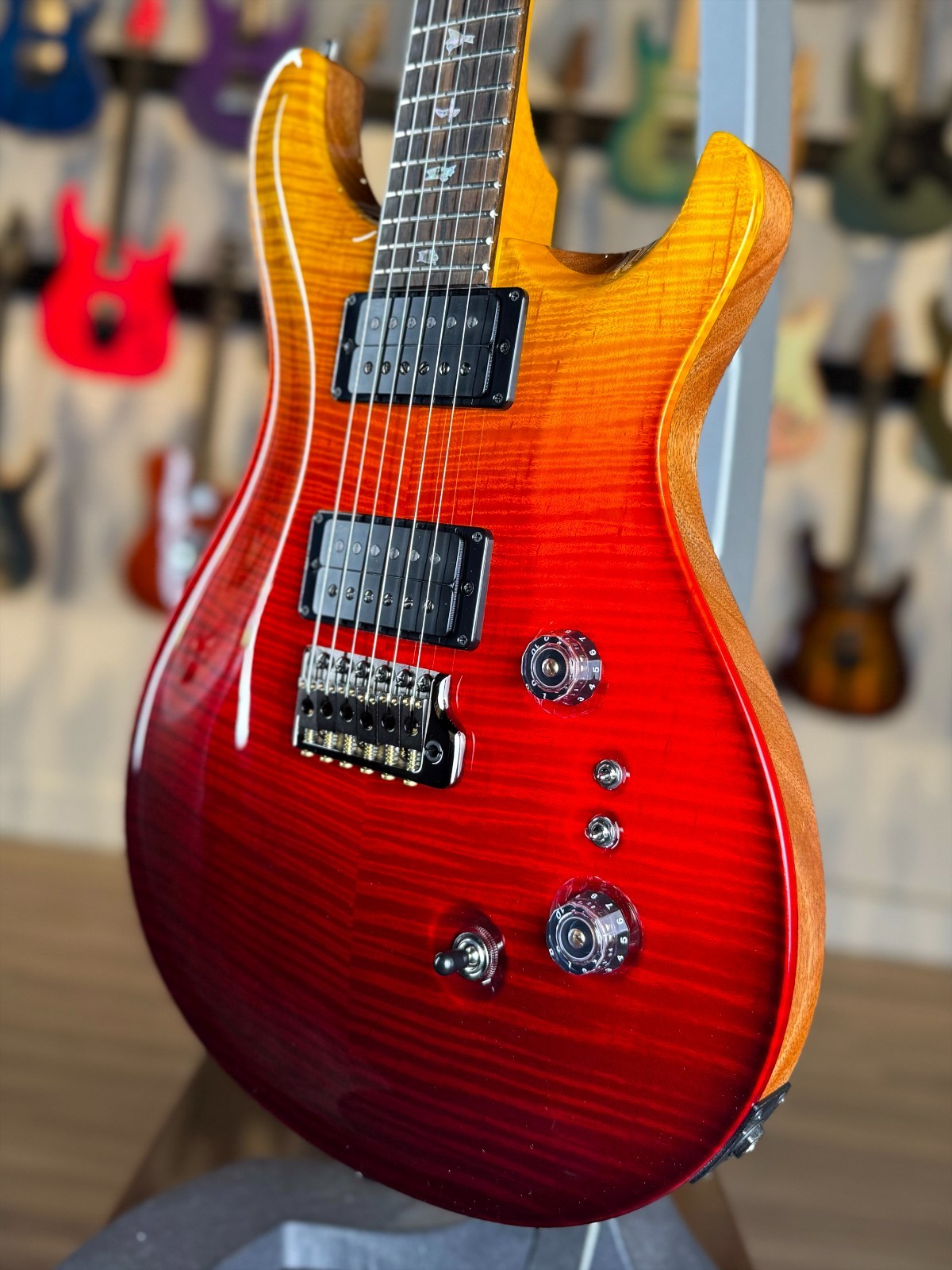 PRS Custom 24-08 “10 Top” Sprayer’s Choice Wood Library – Orange to Yellow Fade
